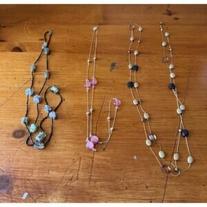 Boho Layering Necklace Bundle Long Delicate Beaded Minimalist Jewelry Lot